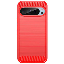 Børstet silikone cover Google Pixel 9 - Rød